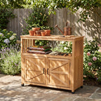 Wooden Patio Bar Table Set with Storage