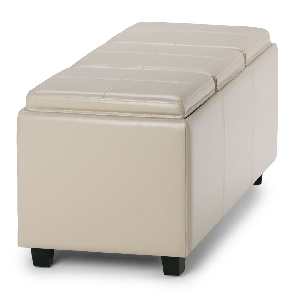 Avalon Upholstered Storage Ottoman with Flip-Over Serving Trays - Multiple Colors