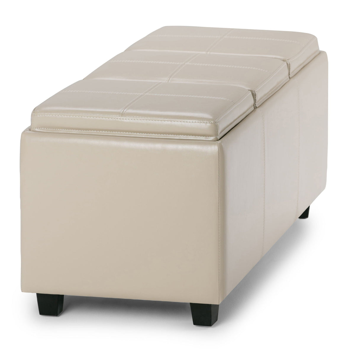 Avalon Upholstered Storage Ottoman with Flip-Over Serving Trays - Multiple Colors