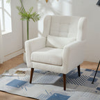 Modern Upholstered Arm Chair with Solid Wood Legs and Pillow - Multiple Colors