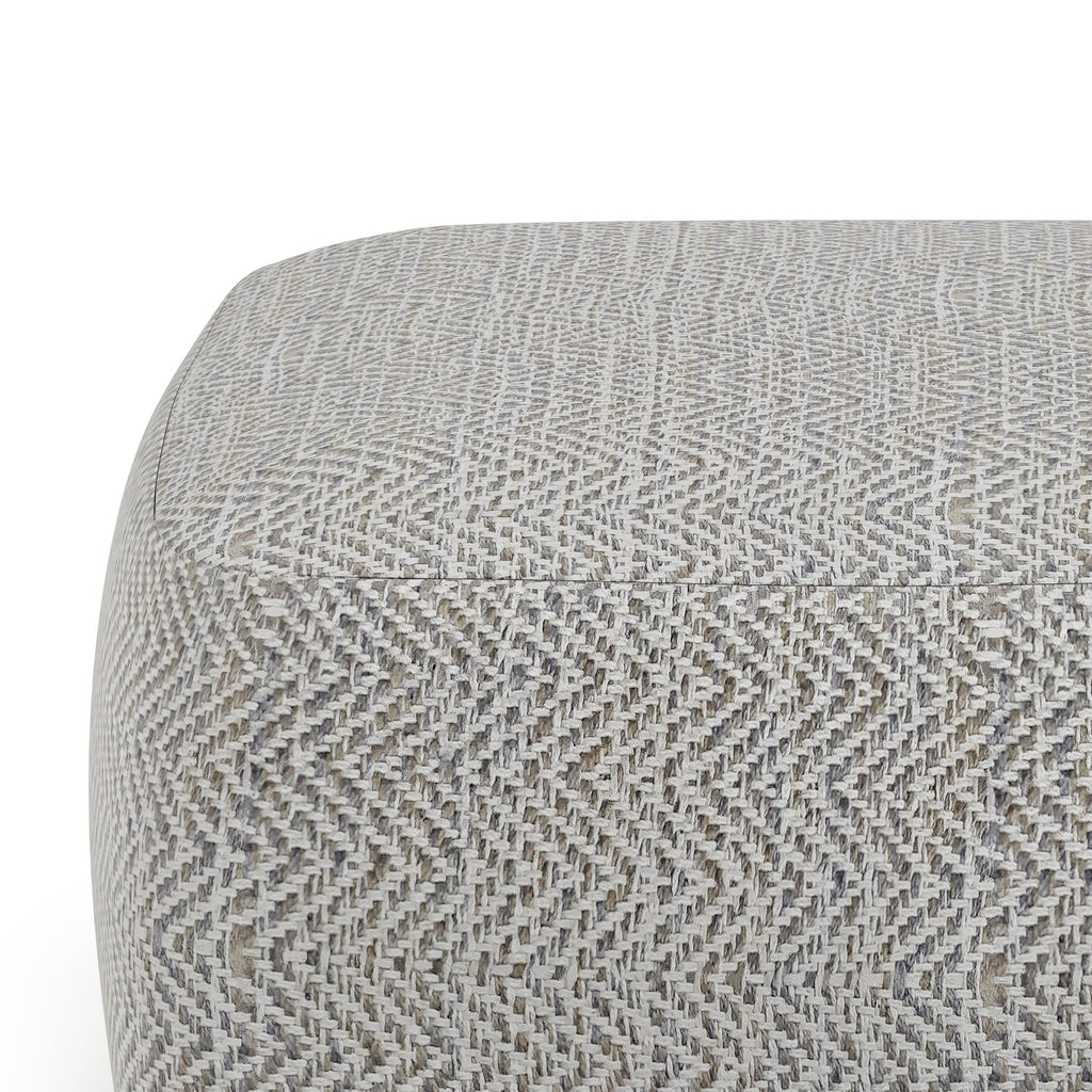 Patterned Grey Melange Square Accent Pouf with Polystyrene Fill - Grey