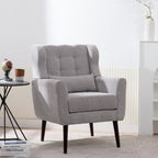 Modern Upholstered Arm Chair with Solid Wood Legs and Pillow - Multiple Colors