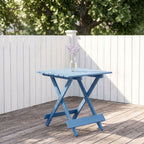 Folding Square Table for Backyard with Space-Saving Design - Blue