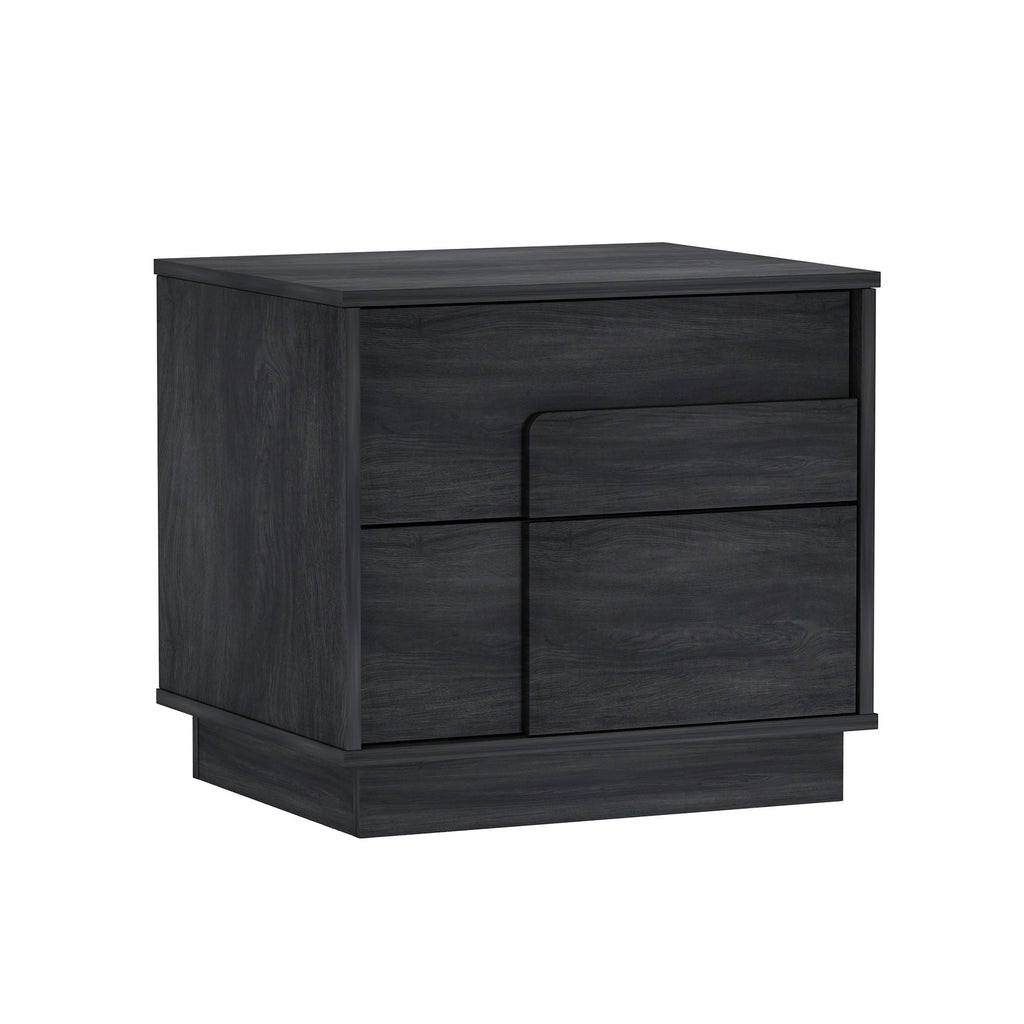 Modern Nightstand with Push to Open Drawers - Dark Gray, Dark Brown, or Light Brown