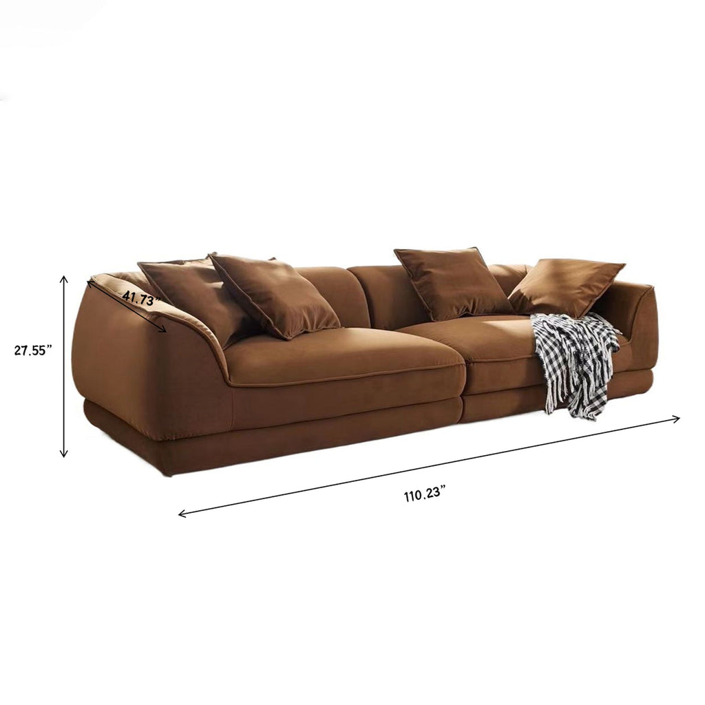 Nordic Modern Sofa With Removable Pillowcase and High Density Sponge - Dark Brown