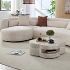 Marble Clover Round Coffee Table with Open Storage