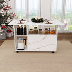 Multi Functional Folding Table with Storage Shelves and Wheels - Light Brown or Dark Brown