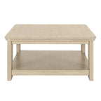 Square Coffee Table with 2-Tier Storage Shelf