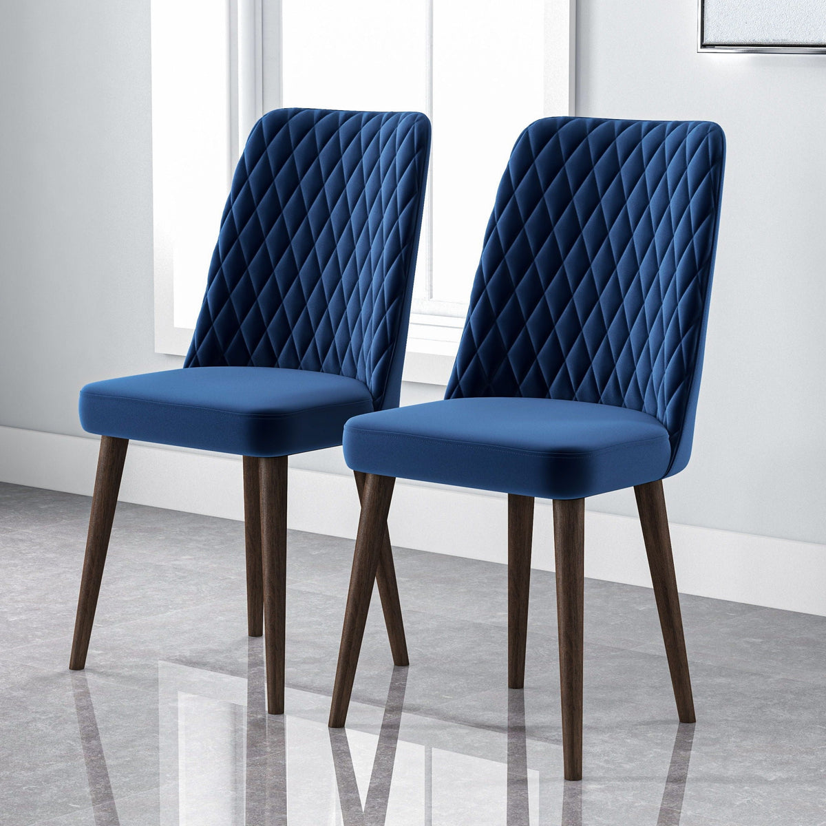 Mid-Century Modern Dining Chair Set of 2 with Upholstered Seat - Multiple Colors