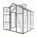 Windproof Greenhouse with Raised Base - Polycarbonate Panels - Black