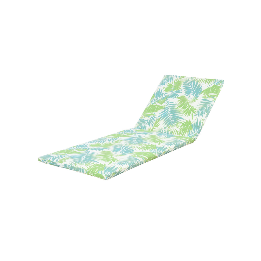 2" Thick Floral Chaise Lounge Cushion with Waterproof Foldable Design - Leaf Coconut
