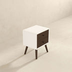 Mid-Century Modern Night Stand with 2 Drawers - Dark Brown or White