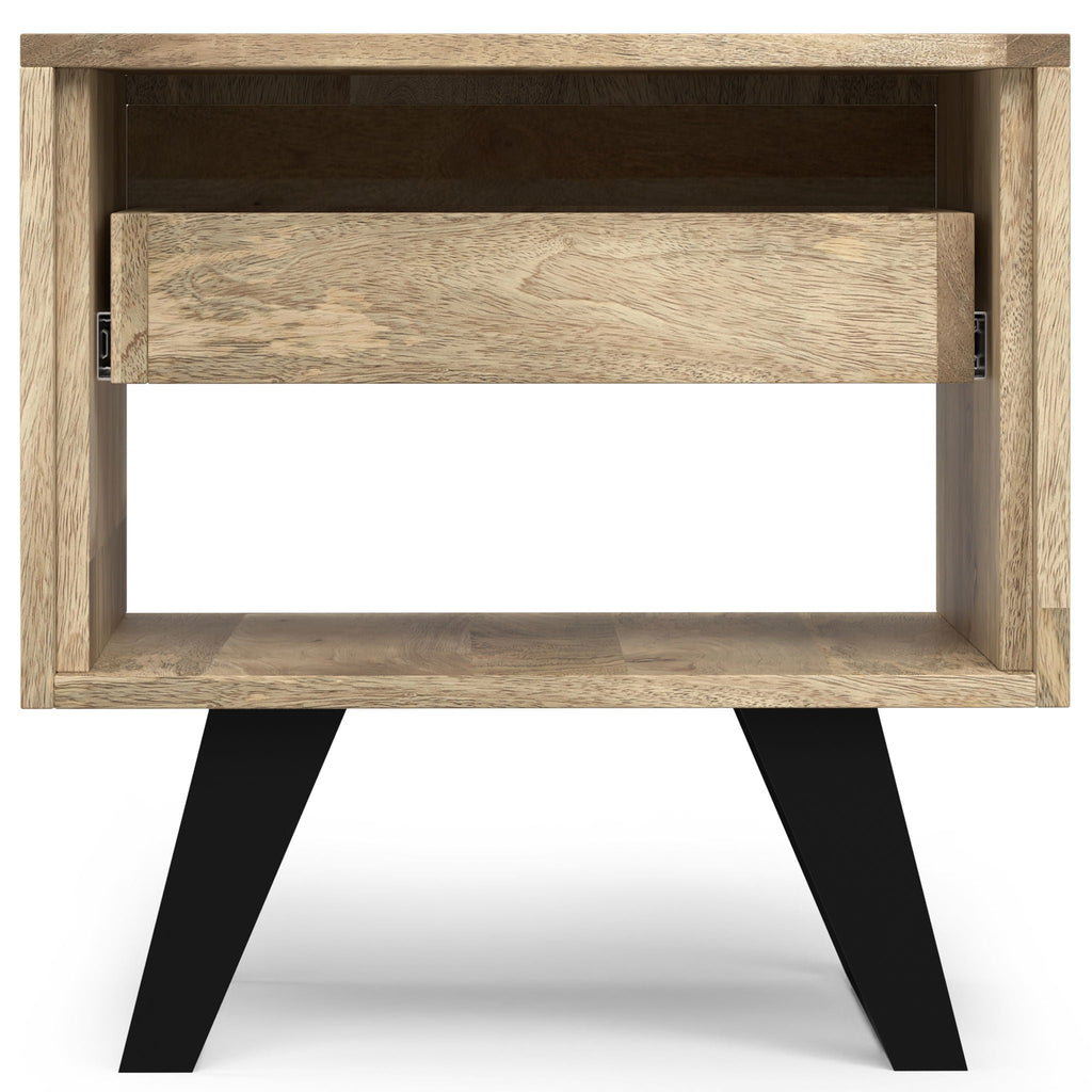 Handcrafted Acacia End Table with 1 Drawer - Light Brown, Dark Gray, or Dark Brown