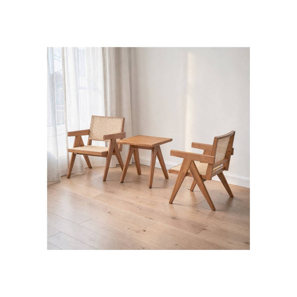 Natural 3 Piece Accent Chair Set with Matching End Table