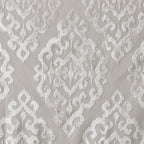 Knitted Jacquard Damask Total Blackout Curtain Panel with Silver Grommets - Silver