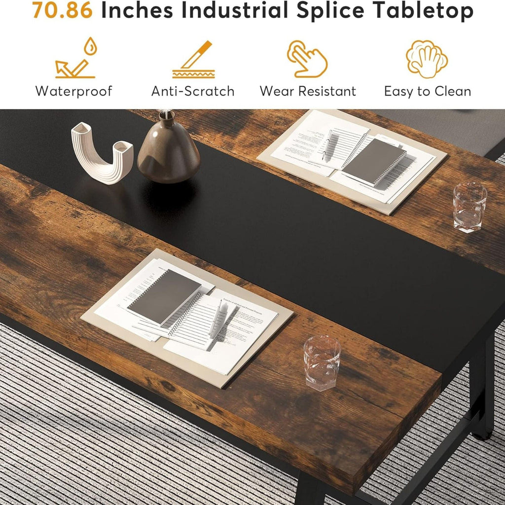 Modern Rectangular Conference Table for 6-8 People with Durable Frame - Dark Gray or Dark Brown