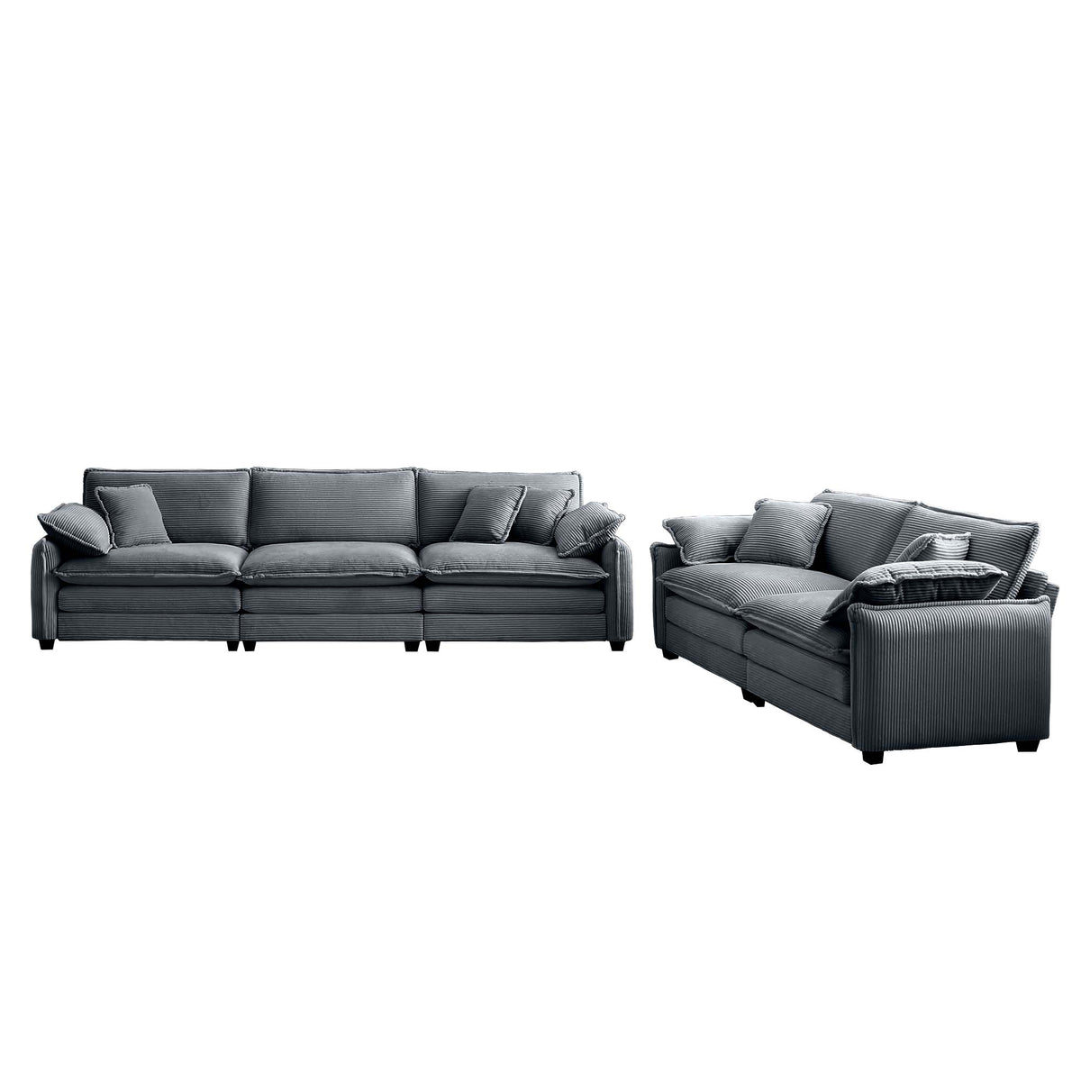 Family Sofa Set Deep Seat Sofa with Corduroy Comfort