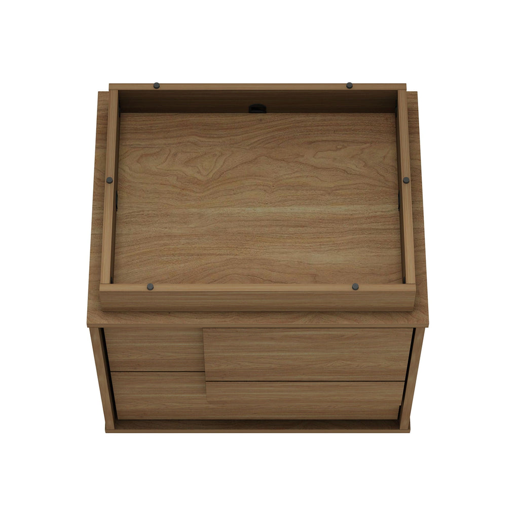 Modern Nightstand with Push to Open Drawers - Dark Gray, Dark Brown, or Light Brown
