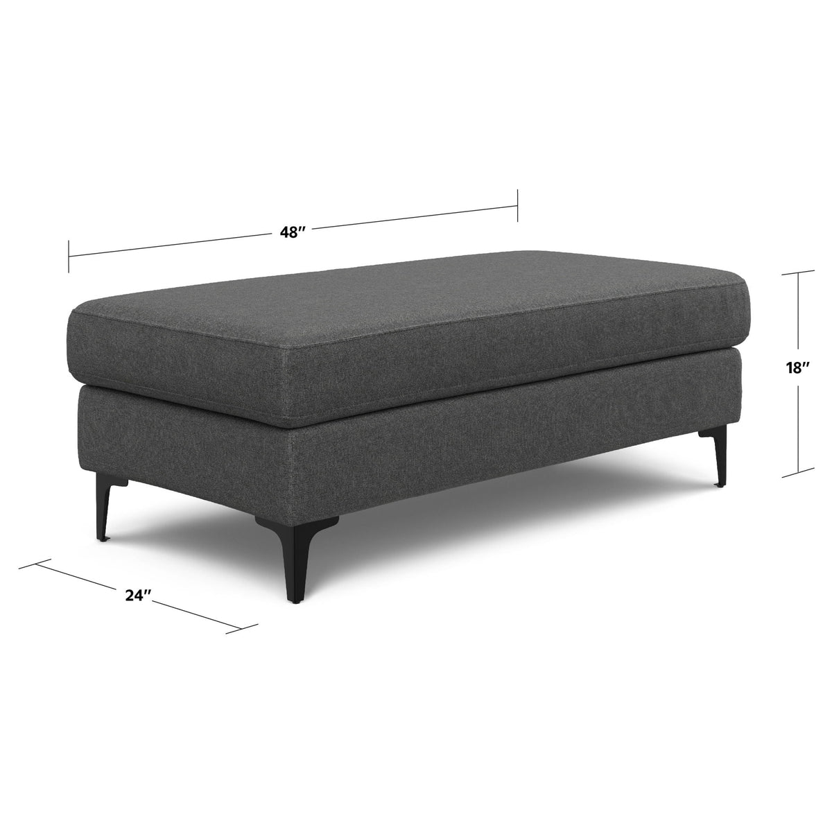 Versatile Mid Century Ottoman with Eco-Friendly Upholstery - Beige or Dark Gray