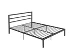 Queen Metal Bed Frame With Headboard - Durable Steel Platform - Dark Gray