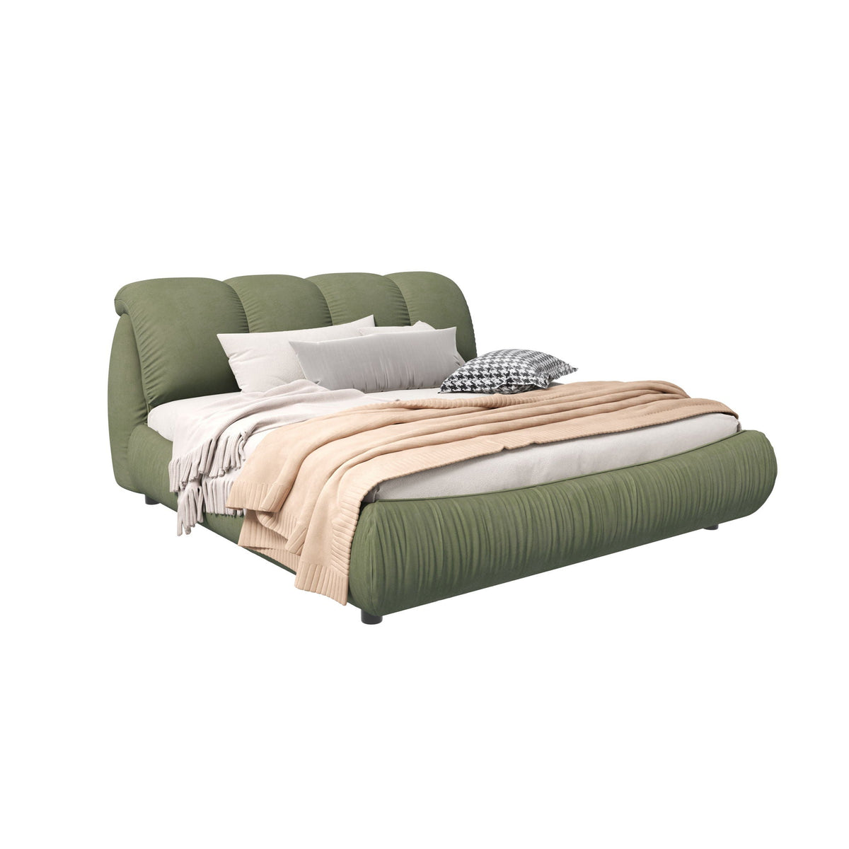 Upholstered Platform Bed with Oversized Padded Headboard