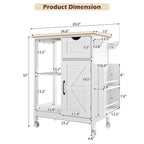 Kitchen Island Cart with Mobile Storage Cabinets - MDF & Metal