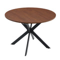 Extendable Round Dining Table with Metal Base - Walnut