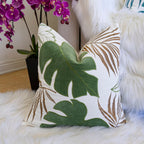 Autumn Vibes Leaf Accent Pillow with Soft Texture - Green, Dark Gray, Light Blue, Yellow, Orange