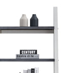5-Tier Ladder Shelf with Rubber Wood Frame - Grey & White