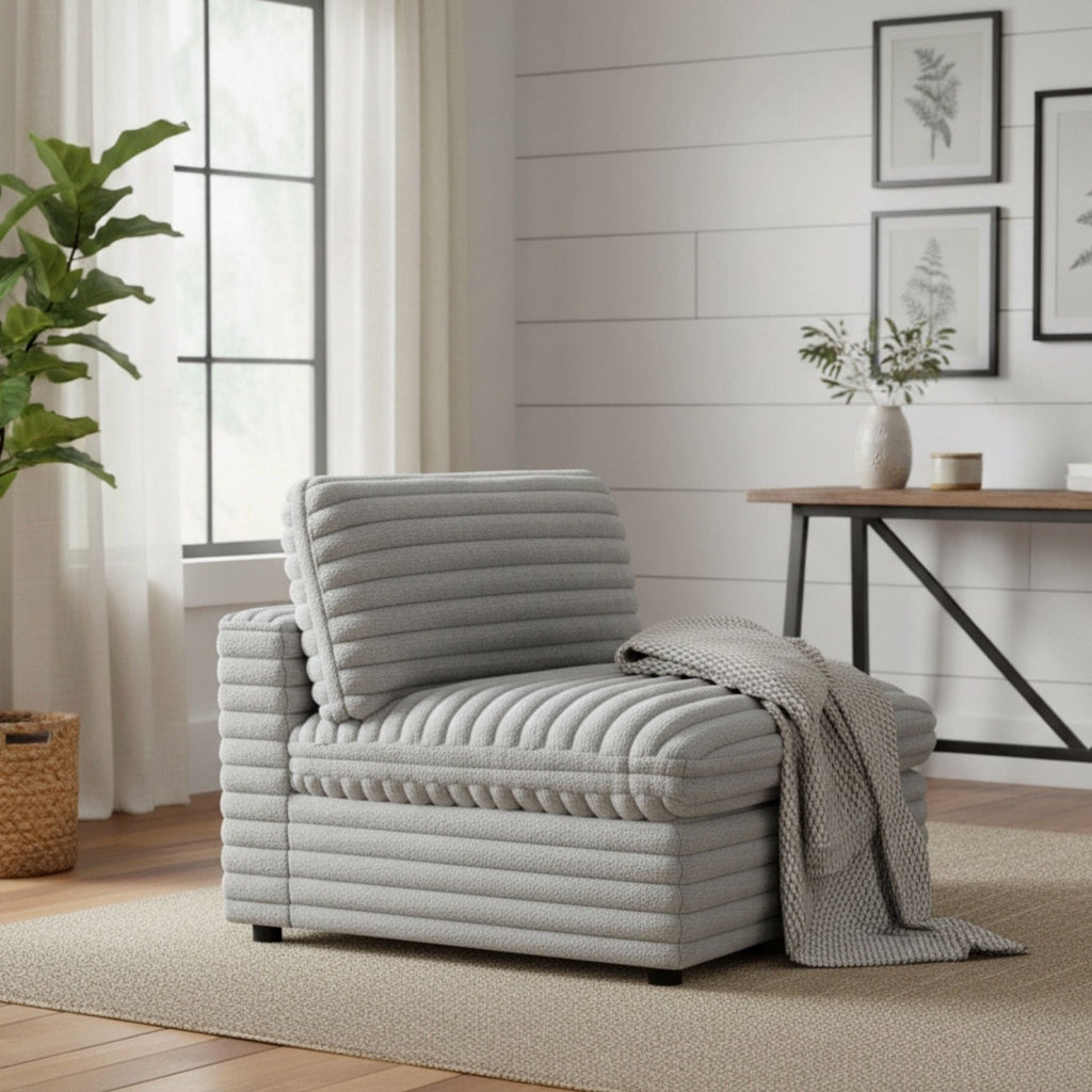 Gray Armless Slipper Chair with Plush Cushion - 40" W