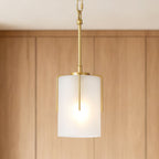 Adjustable Cylindrical Pendant Light with Frosted Glass Shade - Black or Gold