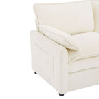 Modern Loveseat Sofa with Side Storage Pockets - Green, Beige, or Dark Gray