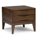 Handcrafted End Table with 2 Drawers - Light Brown, Dark Brown, or Black