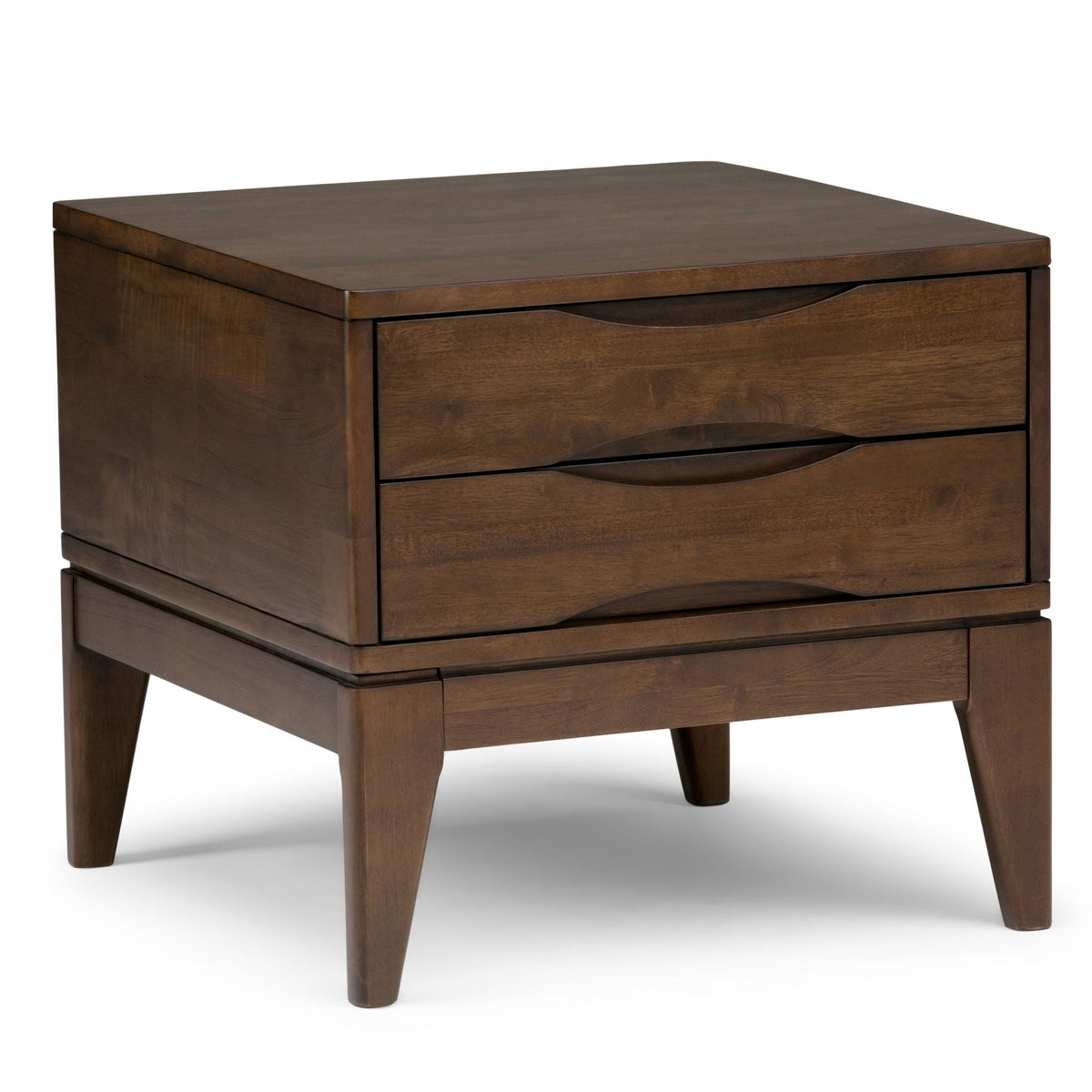 Handcrafted End Table with 2 Drawers - Light Brown, Dark Brown, or Black