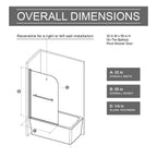 Bohemian Shower Door Bathtub with Tempered Glass and Handle - Matt Black