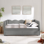 Gingham Daybed with USB Charging Port and Wave-Shaped Design - Multiple Colors