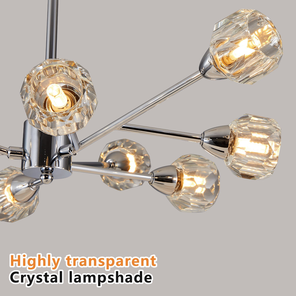 28" Modern Crystal Chandelier with 9 Lights - Chrome
