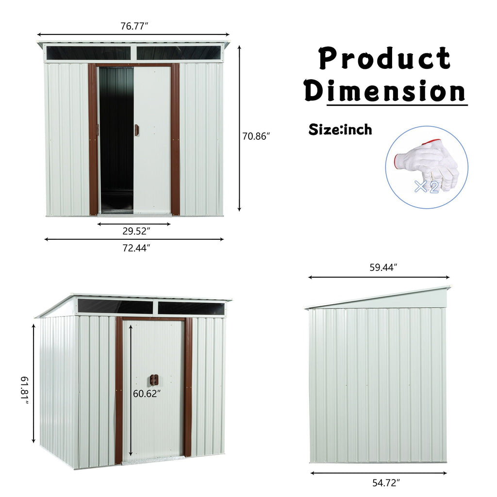Outdoor Storage Shed with Galvanized Steel Construction - Gray or White