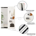 Full Length Wall Mounted Mirror with Shelf and Hook - Dark Brown, White, or Light Brown