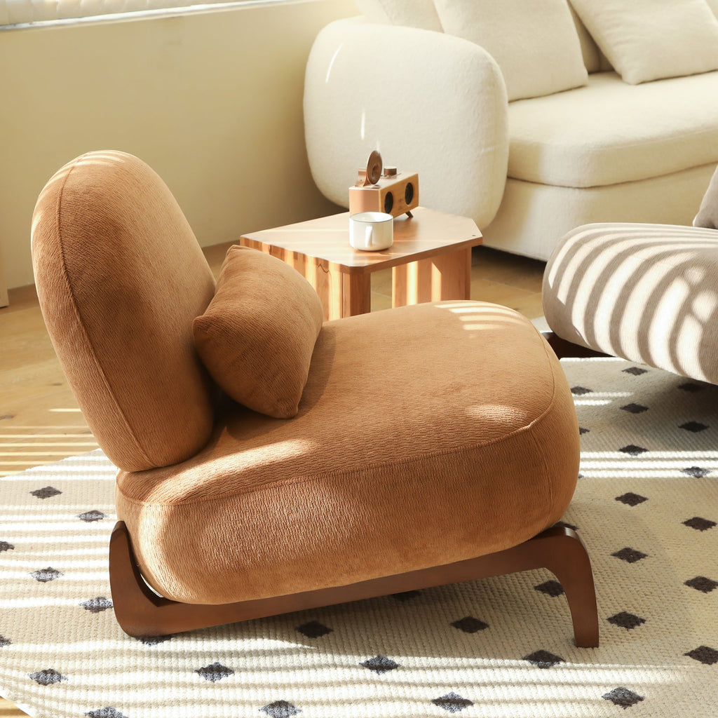 Cute Accent Chair with Solid Wood Legs - Fabric