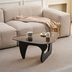 Modern Center Coffee Table with Tempered Glass Top - Light Brown, Black, Dark Brown
