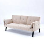 Foldable Sofa Bed with Cup Holder and Solid Wood Frame - Multiple Colors