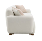 Beige Boucle Stationary Sofa with 2 Toss Pillows