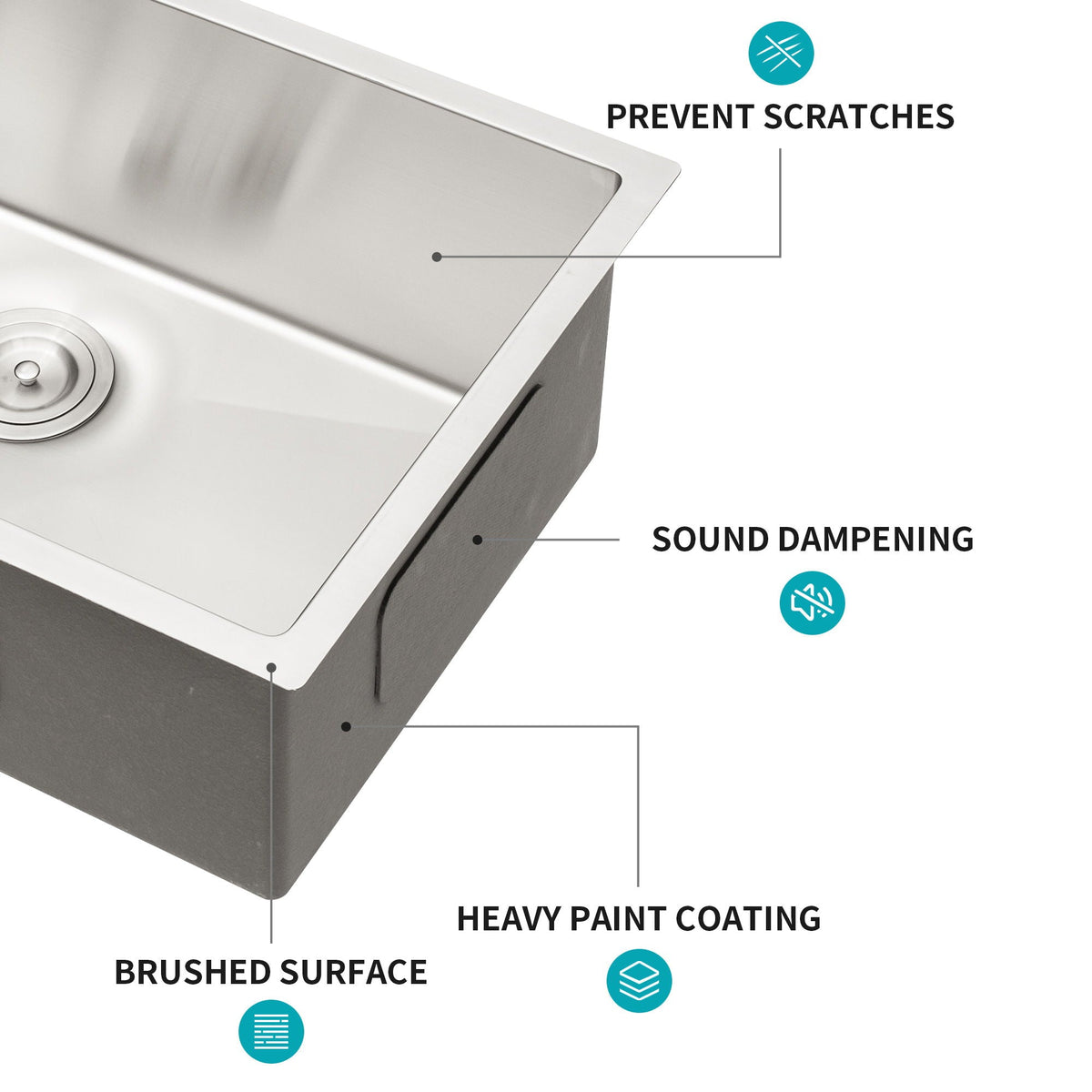 Modern Undermount Stainless Steel Kitchen Sink 16 Gauge, Deep Single Bowl - Gray