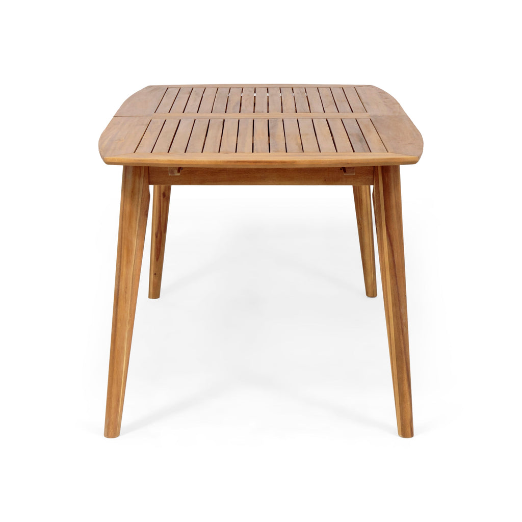 Expandable Acacia Wood Outdoor Dining Set with Rope Chairs - 7 Piece