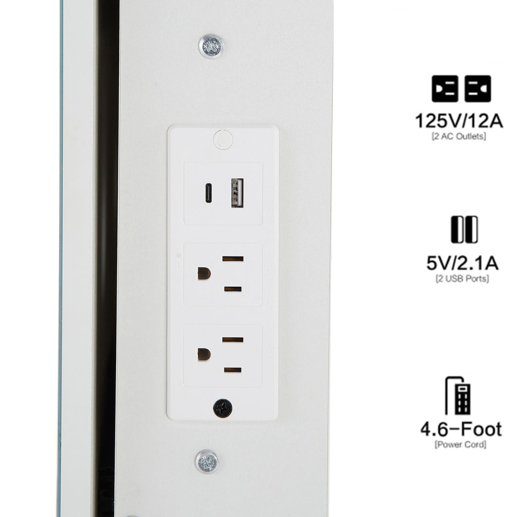 White Vanity Set with USB Power Station and Cushioned Stool
