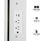 White Vanity Set with USB Power Station and Cushioned Stool