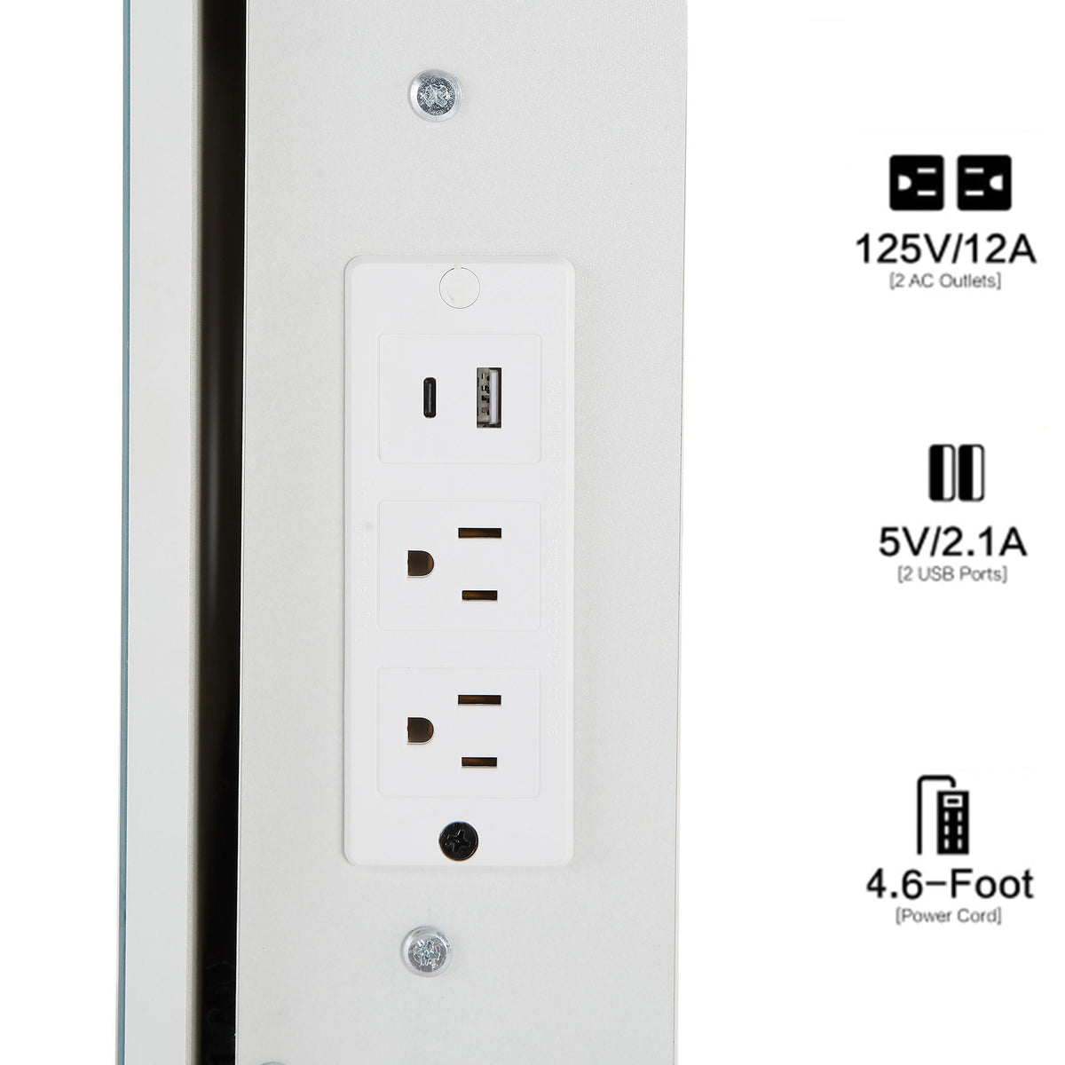 White Vanity Set with USB Power Station and Cushioned Stool