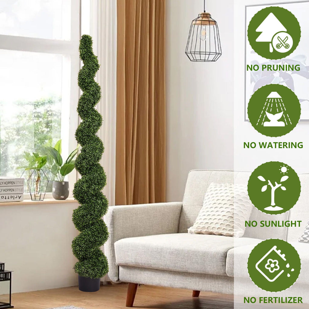 Artificial Outdoor UV Resistant Boxwood Topiary Spiral Tree - Green