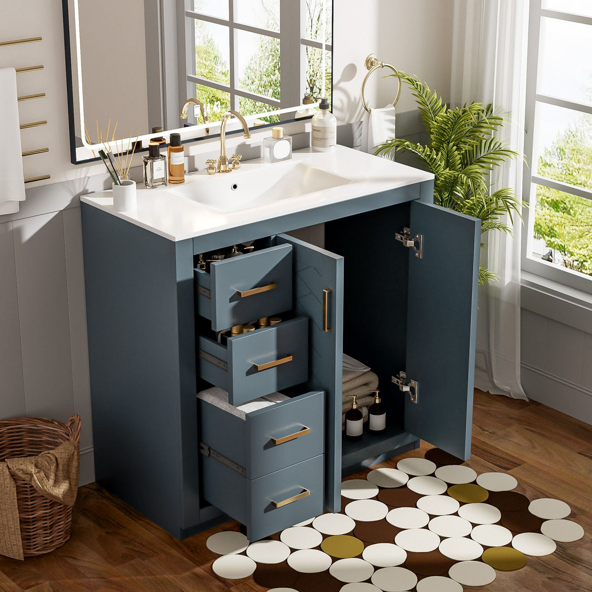 Bathroom Vanity With Sink Combo, Storage Cabinet, Freestanding Set